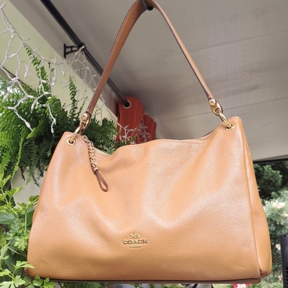 COACH Mia SaddleTan Soft Leather Shoulder Bag with Beautiful Gold Hardware EC - Picture 4 of 10